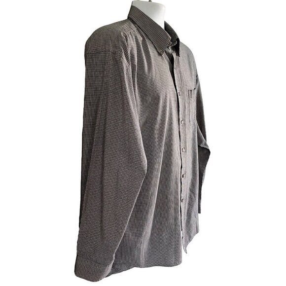 Van Heusen Wrinkle-Free Long Sleeve Button Down Shirt Black White Men's Large - Picture 3 of 7